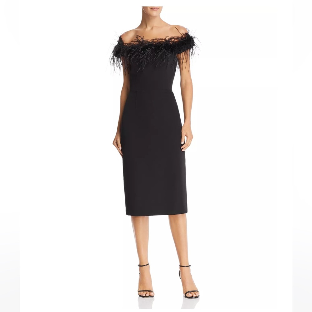 Milly Elle Black Feather Dress - Size 2